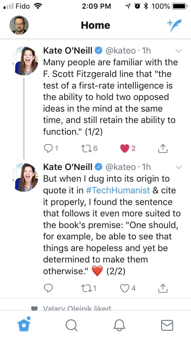 Kate O'Neil Twitter Comment